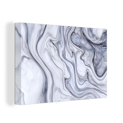 Leinwandbilder - 90x60 cm - Marmer - Wit - Zwart