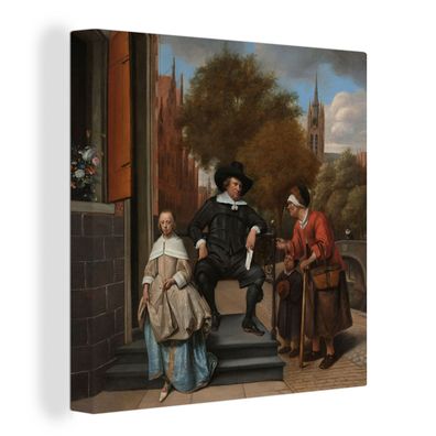 Leinwandbilder - 50x50 cm - Der Bürgermeister von Delft und seine Tochter - Gemälde v