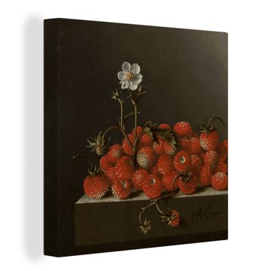 Leinwandbilder - 50x50 cm - Stillleben mit Walderdbeeren - Gemälde von Adriaen Coorte