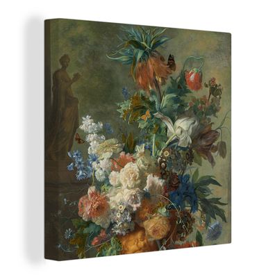 Leinwandbilder - 90x90 cm - Stillleben mit Blumen - Gemälde von Jan van Huysum