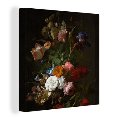 Leinwandbilder - 90x90 cm - Vase mit Blumen - Gemälde von Rachel Ruysch