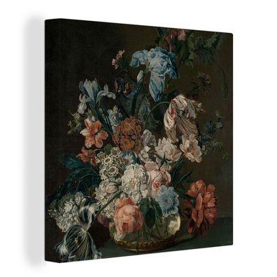Leinwandbilder - 20x20 cm - Stilleben mit Blumen - Gemälde von Cornelia van der Mijn