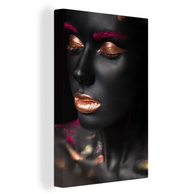 Leinwandbilder - 40x60 cm - Frau - Make-up - Rosa - Kupfer