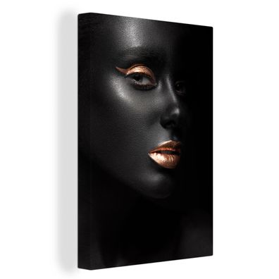 Leinwandbilder - 40x60 cm - Frau - Make-up - Kupfer - Schwarz