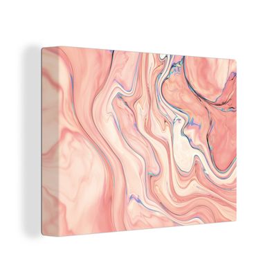 Leinwandbilder - 80x60 cm - Marmor - Pastell - Rosa