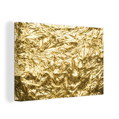 Leinwand Bilder - 140x90 cm - Goldfolie mit faltiger Textur