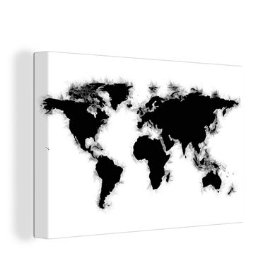 Leinwandbilder - 30x20 cm - Weltkarte - Schwarz - Weiß - Einfach