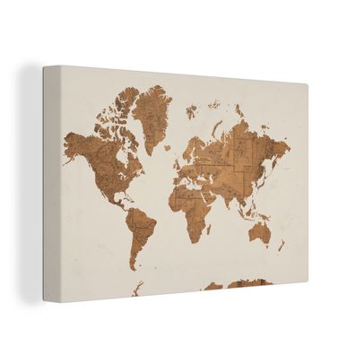 Leinwandbilder - 90x60 cm - Weltkarte - Vintage - Karten