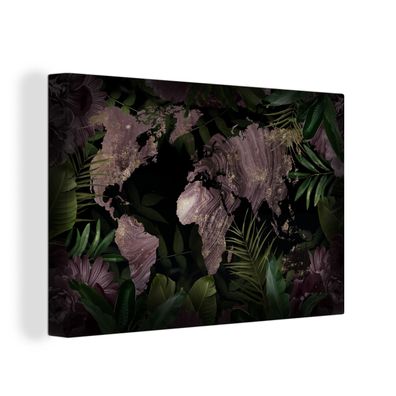 Leinwandbilder - 60x40 cm - Weltkarte - Luxus - Pflanzen