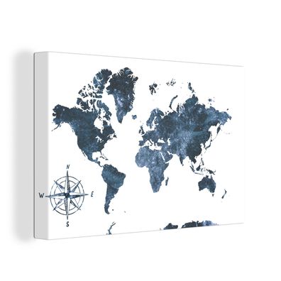 Leinwandbilder - 30x20 cm - Weltkarte - Luxus - Blau