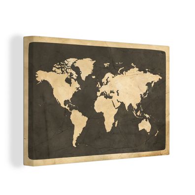 Leinwandbilder - 60x40 cm - Weltkarte - Vintage - Marmor
