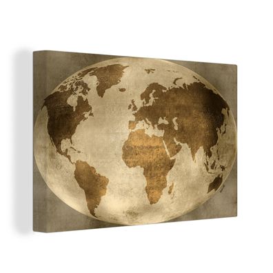 Leinwandbilder - 90x60 cm - Weltkarte - Globus - Vintage