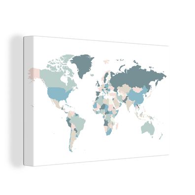 Leinwandbilder - 90x60 cm - Weltkarte - Einfach - Pastell
