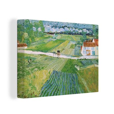 Leinwandbilder - 80x60 cm - Landschaft mit Kutsche und Zug - Vincent van Gogh