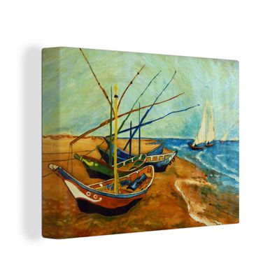 Leinwandbilder - 80x60 cm - Fischerboote am Strand - Vincent van Gogh