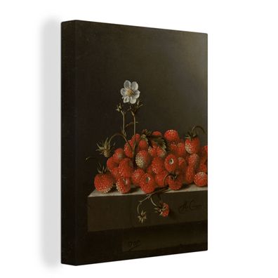 Leinwandbilder - 60x80 cm - Stillleben mit Walderdbeeren - Gemälde von Adriaen Coorte