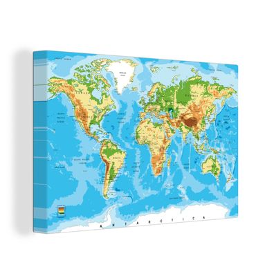 Leinwand Bilder - 150x100 cm - Weltkarte - Atlas - Farben