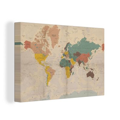 Leinwand Bilder - 150x100 cm - Weltkarte - Vintage - Atlas