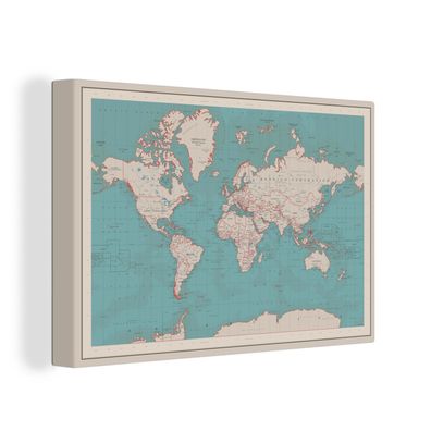 Leinwand Bilder - 150x100 cm - Weltkarte - Vintage - Atlas