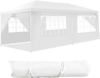 3x6m Gartenpavillon Partyzelt mit 6 abnehmbaren Seitenwänden, Bierzelt UV-Schutz
