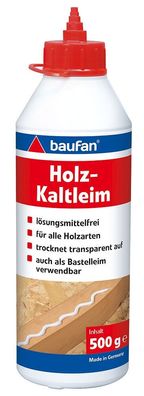 baufan® Holzkaltleim D1 500 g Holz- und Bastlerleim Holzleim Weißleim Kaltleim
