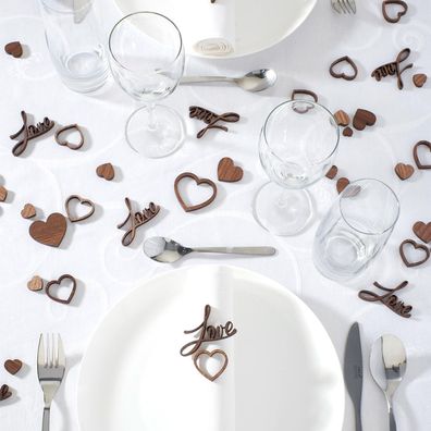 Tischdeko LOVE mit Herzen aus Holz, Tischdekoration zur Hochzeit & JGA