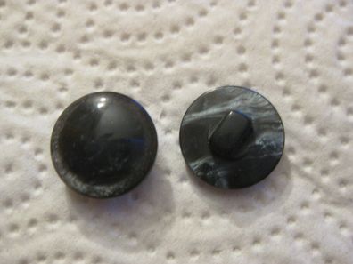 1 Kunststoffknöpfe Knopf schwarz grau marmoriert 15x6mm Öse Nr. 3133