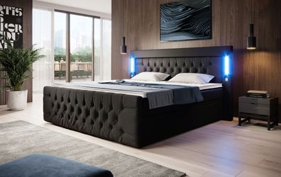 Boxspringbett Royal Modernes Bett mit Bettkasten LED USB