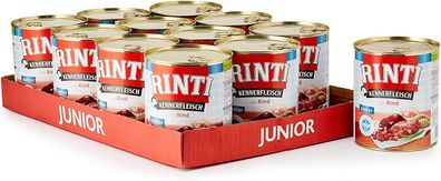 RINTI - Kennerfleisch Junior ¦ Rind - 12 x 800g ¦ nasses Welpenfutter in Dosen