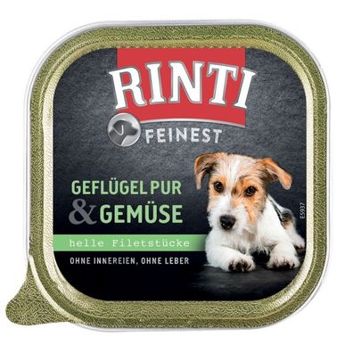 RINTI - Feinest Senior ¦ Geflügel & Gemüse-11 x 150g ¦ nasses Hundefutter in Schäl...