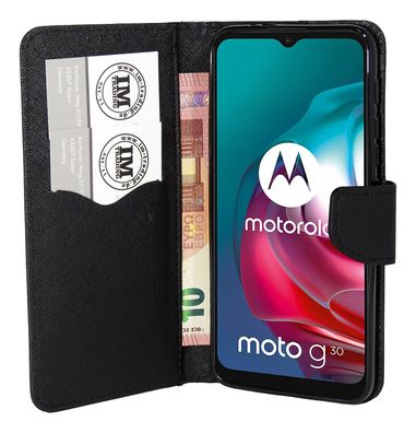 Buch Tasche "Fancy" kompatibel mit Motorola MOTO G30 Handy Hülle Etui Brieftasche ...