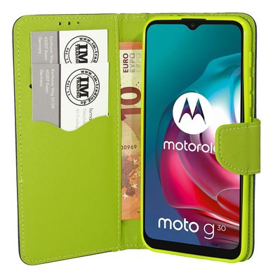 Buch Tasche "Fancy" kompatibel mit Motorola Moto G30 Handy Hülle Etui Brieftasche ...