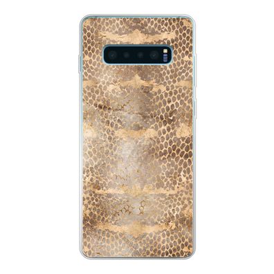 Hülle für Samsung Galaxy S10 Lite - Schlangendruck - Gold - Braun - Silikone