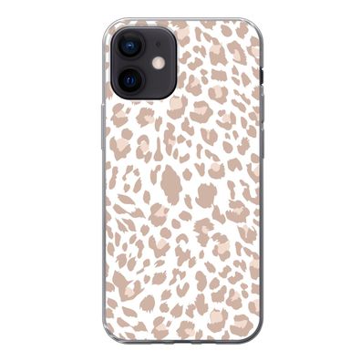 Hülle für iPhone 12 - Pantherdruck - Rosa - Pastell - Weiß - Silikone