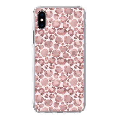 Hülle für iPhone Xs - Pantherdruck - Rosa - Pastell - Luxus - Silikone