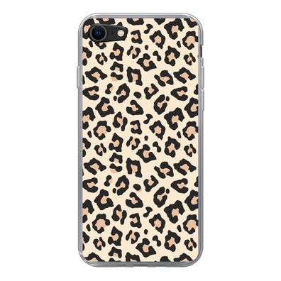 Hülle für iPhone 8 - Weiß - Rosa - Leopardenmuster - Silikone