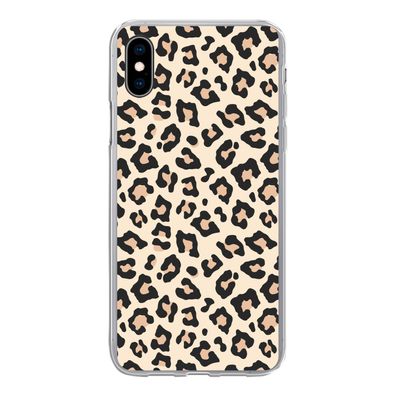 Hülle für iPhone Xs - Weiß - Rosa - Leopardenmuster - Silikone
