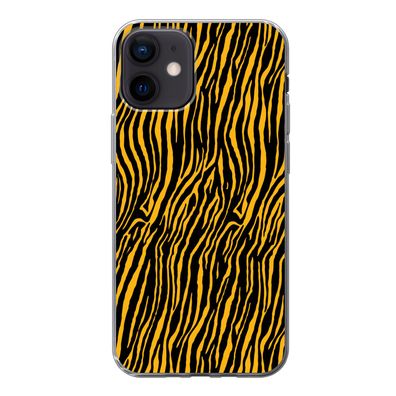 Hülle für iPhone 12 - Tigerdruck - Schwarz - Orange - Silikone