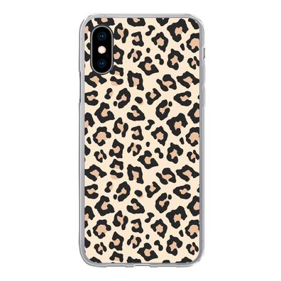 Hülle für iPhone X - Weiß - Rosa - Leopardenmuster - Silikone