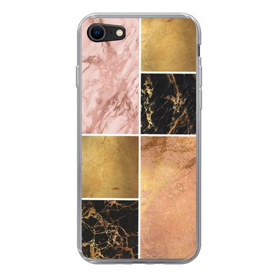Hülle für iPhone 8 - Marmor - Rosa - Gold - Silikone