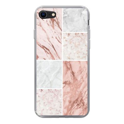 Hülle für iPhone 8 - Marmor - Weiß - Rosa - Silikone