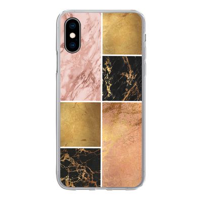 Hülle für iPhone X - Marmor - Rosa - Gold - Silikone