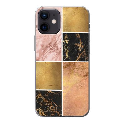 Hülle für iPhone 12 - Marmor - Rosa - Gold - Silikone