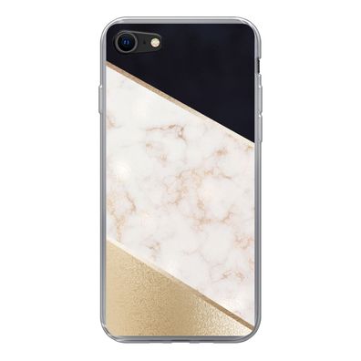 Hülle für iPhone 7 - Marmor - Gold - Rosa - Silikone