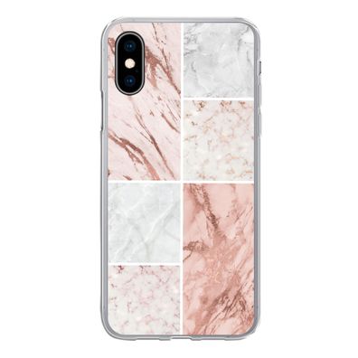 Hülle für iPhone X - Marmor - Weiß - Rosa - Silikone