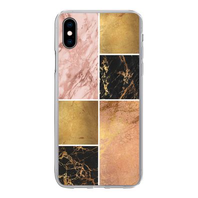 Hülle für iPhone Xs - Marmor - Rosa - Gold - Silikone
