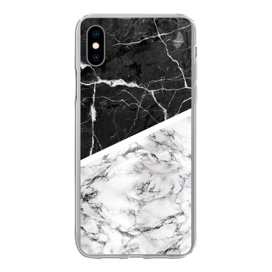 Hülle für iPhone Xs - Marmor - Schwarz - Weiß - Silikone