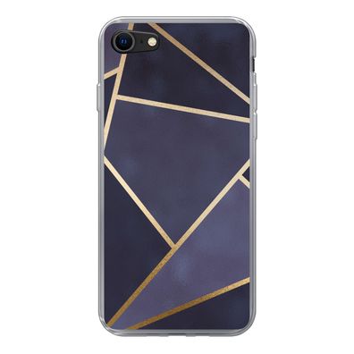Hülle für iPhone SE 2020 - Marmor - Blau - Collage - Silikone