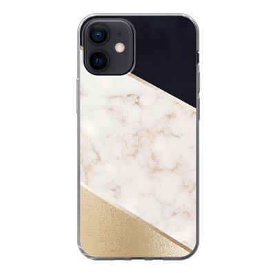 Hülle für iPhone 12 - Marmor - Gold - Rosa - Silikone