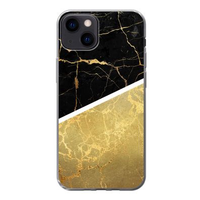 Hülle für iPhone 13 - Marmor - Schwarz - Gold - Silikone